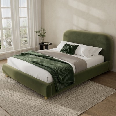Queen Size Platform Bed with Upholstered Headboard