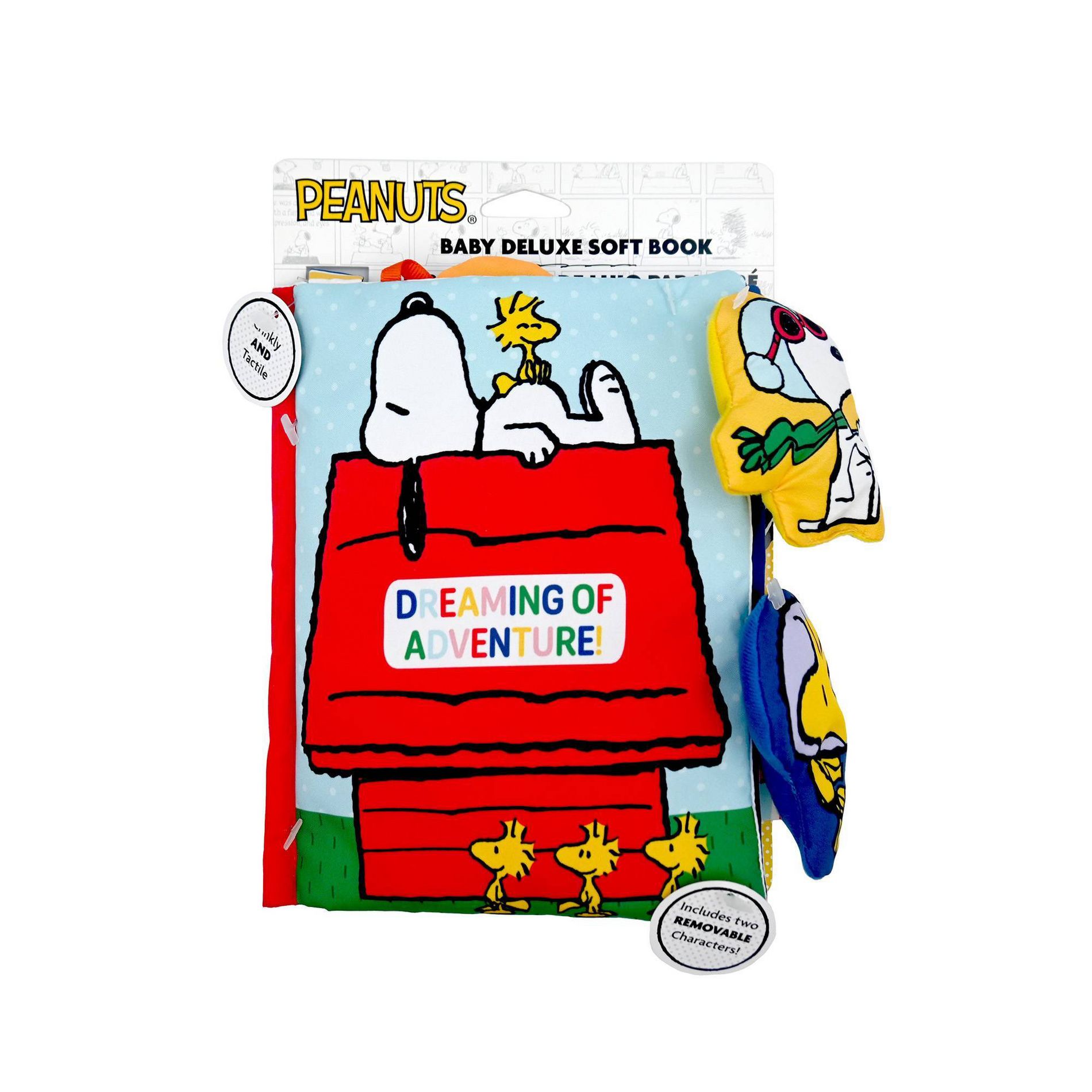 Peanuts Deluxe Soft Book Dreaming of Adventure with Removable Characters - 3pc: Reading, Sensory Development, Multiple Activities