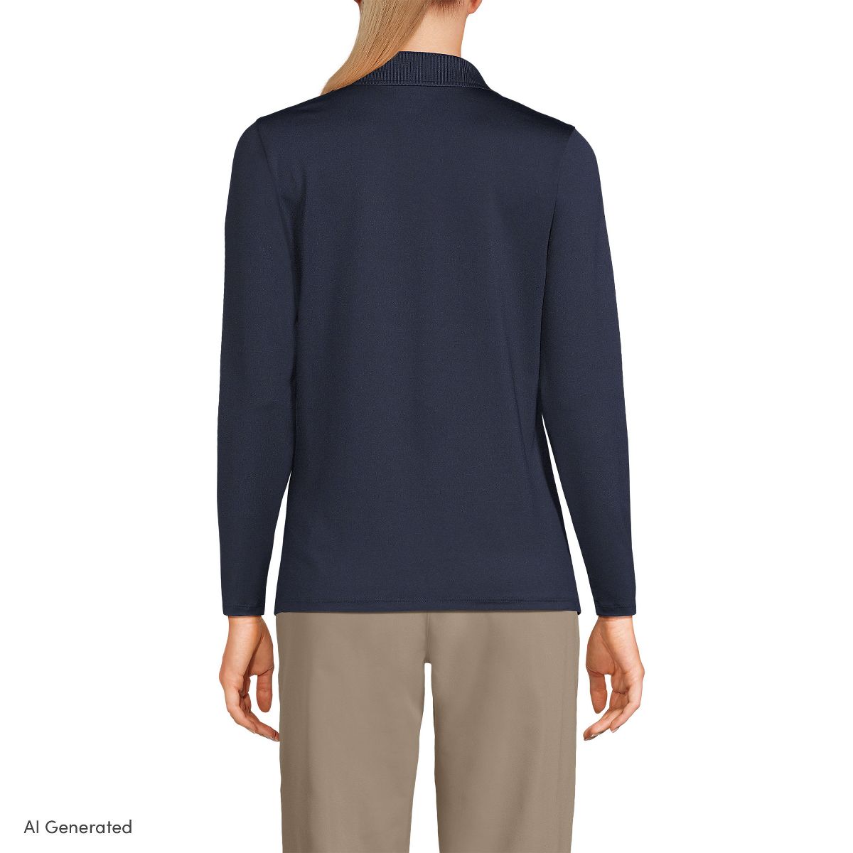 Lands' End School Uniform Women's Long Sleeve Feminine Fit Rapid Dry Polo Shirt - thumbnail 9