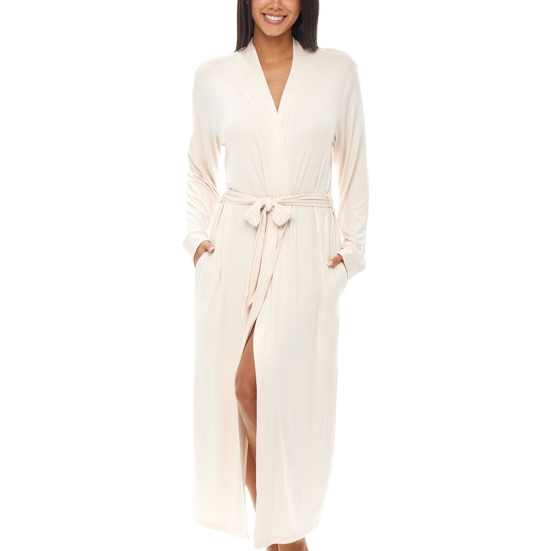 Women's Classic Soft Knit Long Lounge Robe with Pockets, 1 of 8