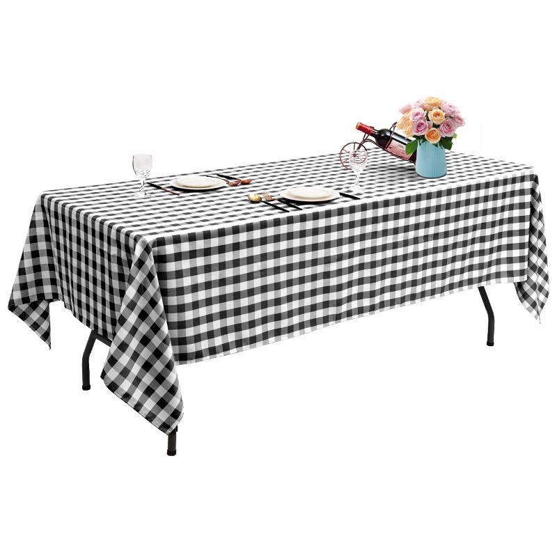 Costway Polyester Tablecloth Rectangle Table Stain Resistant Buffalo Plaid Table Cover 60'' X 126'' Set of 10, 1 of 11
