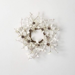 Sullivans Artificial White Eucalyptus Cone Mini Accent Wreath White 12"H - 1 of 3