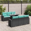 vidaXL Patio Sofa Set with Cushions Corner Sofa Set 7 Piece Poly Rattan Acacia - Black - 2 of 4