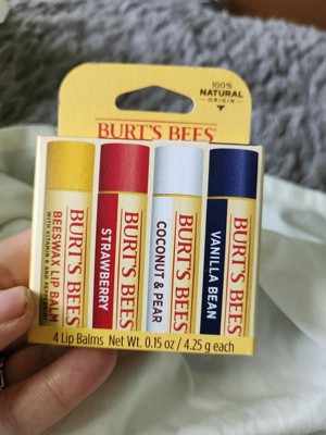 Burt's Bees Lip Balm Multipack, Lip Balm Set, Beeswax, Strawberry, Coconut  & Pear, Vanilla Bean, Best of Burt's, 4x4.25g : : Beauty