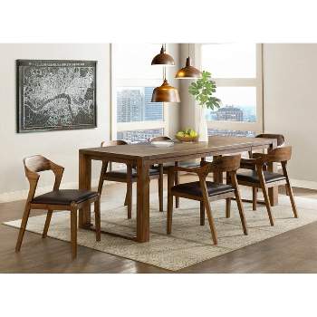 7pc Rasmus Extendable Dining Table Set with 2 Side Chairs And 4 Armchairs Chestnut - Boraam