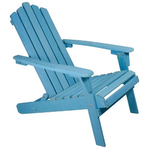 Northlight 36" Blue Classic Folding Wooden Adirondack Chair - 1 of 4