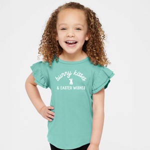 The Juniper Shop Bunny Kisses Easter Wishes Bunny Flutter Sleeve Tee - 1 of 4