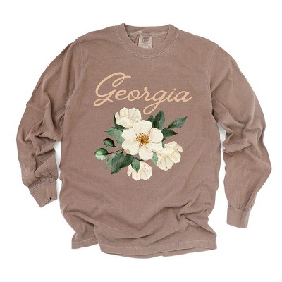 Simply Sage Market Women's Georgia Flower Colorful Long Sleeve Garment Dyed Tee
