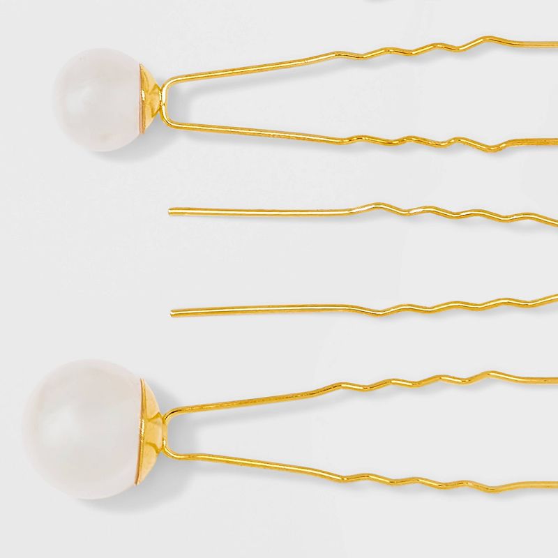 Pearl Hair Pin 8pc Set - Gold, 2 of 3