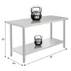 60X24x35 Inch Stainless Steel Work Table with Double Shelf, Heavy Duty Prep Station for Kitchen Restaurant or Garage Storage - 2 of 4