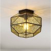 12.5" 1-Light Evelyn Vintage Farmhouse Iron/Glass LED Flush Mount Oil Rubbed Bronze - JONATHAN Y: Semi Flush, UL Listed, 2700K - 2 of 4