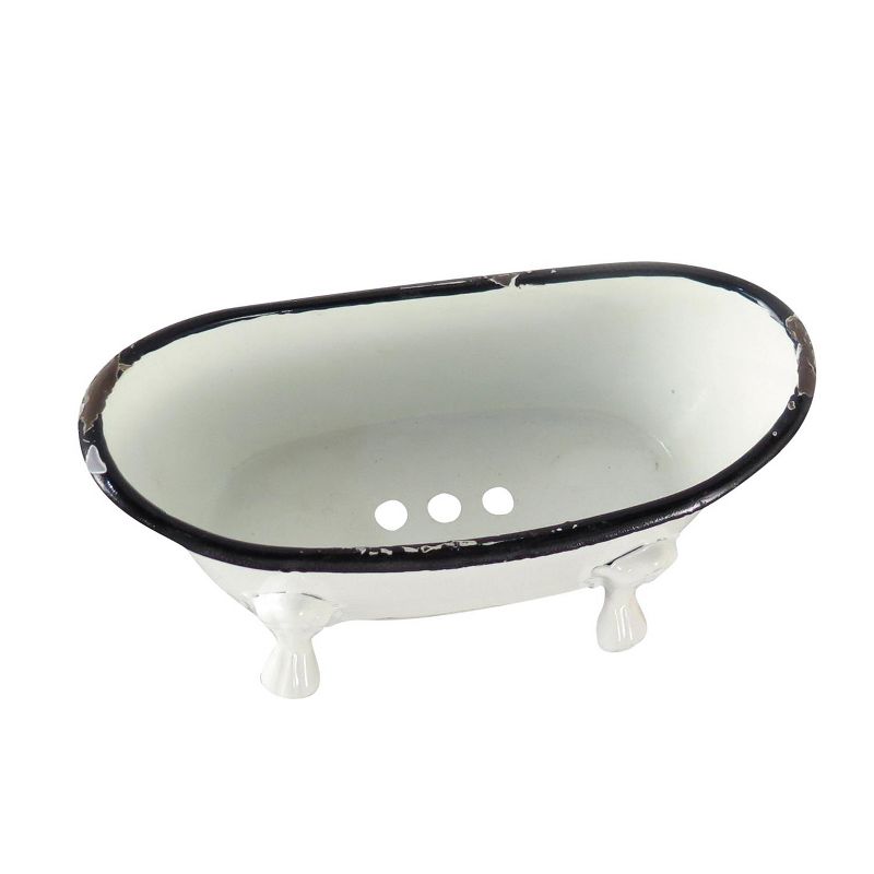 Black Rim White Enamel Bathtub Soap Dish - Foreside Home & Garden, 2 of 8