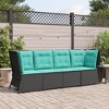 vidaXL Patio Sofa Corner with Cushions Black Poly Rattan - Modular Outdoor Furniture with Removable Covers - 3 of 4