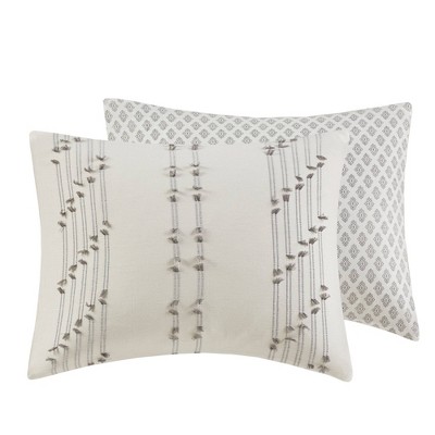 Ivory Cotton Jacquard Full/Queen Duvet Cover Set