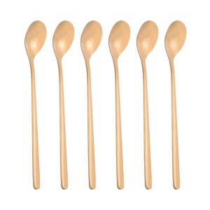Unique Bargains 304 Stainless Steel Smooth Long Handle Stirring Cocktail Tea Spoon 6 Pcs - 1 of 4