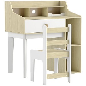 Aghana Digitals Kids Study Desk & Chair Set with Double-Layer Shelf, Drawer & Storage Grids - - 1 of 4