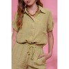 August Sky Women's Gauze Button Up and Shorts Set - 4 of 4