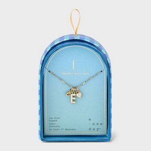 14K Gold Dipped Charm Initial Pendant Necklace - A New Day™ Gold - 1 of 4