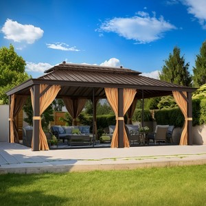 EROMMY 16 Ft. W x 12 Ft. D Pro Series Hardtop Patio Gazebo, Outdoor Hardtop Gazebo with Double Roof - 1 of 4