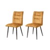 ModernLuxe Set of 2 Dining Chairs Velvet Upholstered Accent Chairs with Soft Cushioned Seat & Iron Frame, Armless Chairs Arm Chairs, Yellow/Gray - 3 of 4