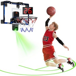 Indoor Basketball Set with LED Hoop Scoreboard 3 Balls Over Door Toy for Children Ages 5-12 - 1 of 4