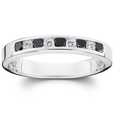 Pompeii3 1/3ct Black & White Diamond Channel Set White Gold Ring