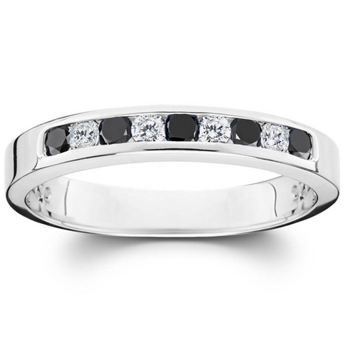 Pompeii3 1/3ct Black & White Diamond Channel Set White Gold Ring - image 1 of 3