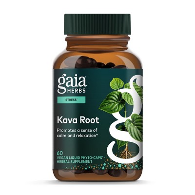 Gaia Herbs Kava Root - Helps Sustain a Sense of Natural Calm and Relaxation During Times of Stress - 60 Vegan Liquid Phyto-Capsules