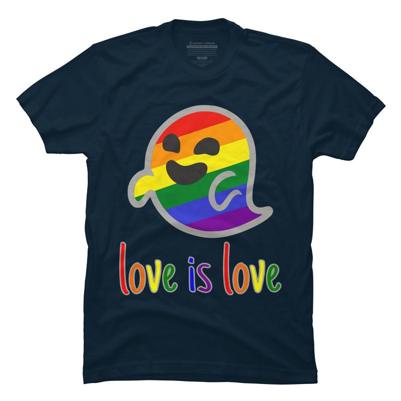 Adult Design By Humans Happy Ghost Love is Love Pride By T-Shirt, 1 of 3