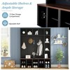 Whisen Farmhouse Wooden Hall Tree with 6 Hooks, Walnut Storage Bench with Adjustable Shelves, Shoe Cabinet with 13 Cubbies - 4 of 4