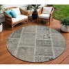 Taupe Beige And Tan Patchwork Washable Indoor Outdoor Area Rug - 2 of 4