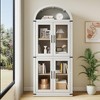 Arched Bookshelf with Doors Farmhouse Bookcase 15.83in Depth Display Storage Shelves 71.4in Tall Wooden Display Cabinet - 3 of 4