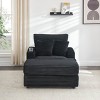 APRILSOUL Spring Upholstered Armchair and Ottoman Set, Comfortable Single Sofa with Cup Holder and Corduroy Fabric - 3 of 4