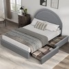 Boucle Bed Frame with 2 Storage Drawers - Soft Upholstered Platform, Round Headboard, Wooden Slats, Noise-Free, No Box Spring Needed - 3 of 4