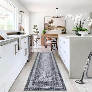 Braided Area Rug with Non-Slip Backing, Modern Accent Carpet for Bedroom, Living Room, Dining Room & Hallway, Foldable Low Pile Throw Rug - 1 of 4