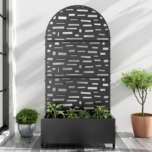 Dovelina Arch Metal Mobile Planter Box,Trellis for Climbing Plants,Outdoor Privacy Screens - Black-Gerald - 1 of 4