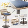 QingMoon 360° Swivel Rattan Barstools, Adjustable Counter Height Bar Chairs Set of 2 with Low Back and Footrest for Dining Room, Bar - 3 of 4