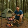 ROVSUN Portable Camping Hanging Grill, Foldable Campfire Grate w/ Griddle & Storage Bag, Adjustable Height, For Ourdoor Parties Use 30'' x 13'' x 48'' - 2 of 4