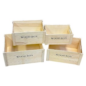 Essential Decor & Beyond 4-Piece Set Natural Wooden Crate Storage - 1 of 2