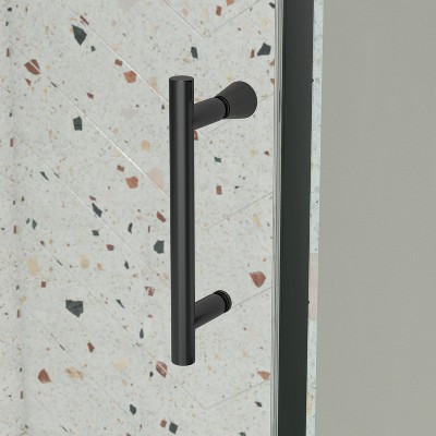 Matte Black Pivot Swing Glass Shower Door with Tempered Glass