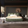 Whisen Queen Size Luxury Upholstered Platform Bed & Solid Wood Bed Frame with Oversized Padded Backrest - 3 of 4