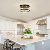 LNC Gudgeonmoni 11-in Trantional Drum Flush Mount Lights,Black and Gold with Seeded Glass Shades - 4 of 4