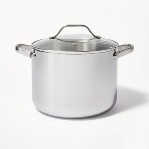 8qt Stainless Steel Tall Stock Pot Silver - Figmint™ - 1 of 4