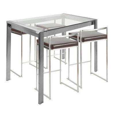 LumiSource 5pc Fuji Counter Height Dining Set Stainless