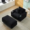 VASIP Green Corduroy Single Sofa with 1 Pillow and 2 Throw Pillows,  Footstool Convertible Storage Space ,for Small Space,Bedroom,Living Room - 4 of 4