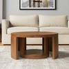 HomeRoots Set of Two Walnut Solid Wood Round Distressed Solid Nested Coffee Tables - 2 of 4
