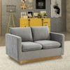 LeisureMod Nervo Mid-Century Modern Upholstered Velvet Loveseat with Gold Frame - 2 of 4