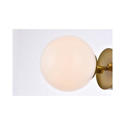 Brass and Frosted White Round Glass Sconce