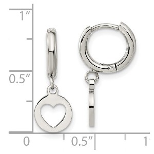 Chisel Stainless Steel Polished Cut Out Heart Dangle Hoop Earrings - 1 of 4