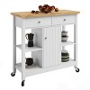 Kitchen Island with Drawers – Rolling Cart with Locking Casters – Use as Coffee Bar, Microwave Stand, or Shelves for Storage by Lavish Home (White) - 4 of 4